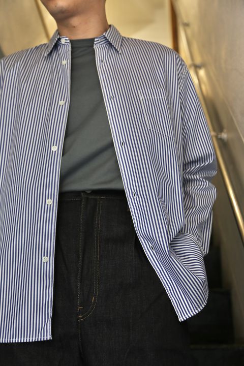 COMME des GARCONS HOMME HOMME刺繍ストライプシャツ(HG-B019-051)style.2021.5.2