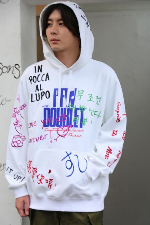 doublet MESSAGE EMBROIDERY HOODIE"WHITE"style.2020.9.12