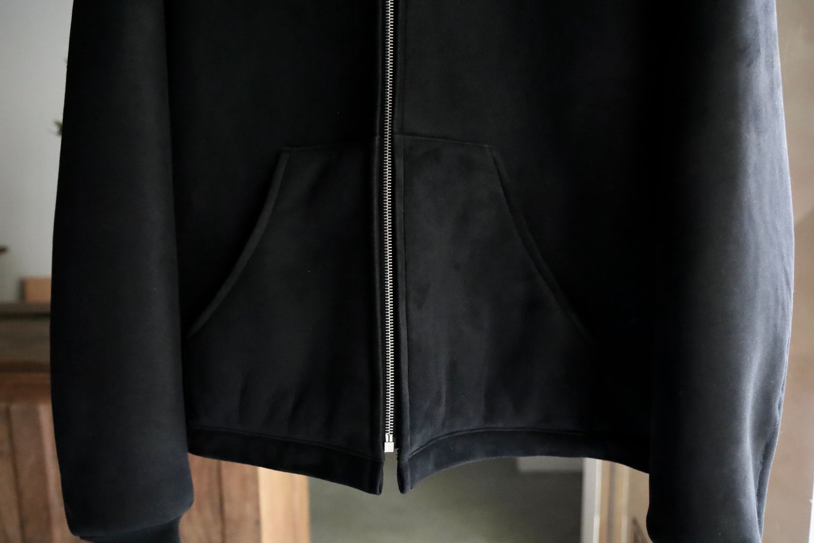 アプレッセ Mouton ZIP leather Hoodie(25SAP-01-02H)BLACK