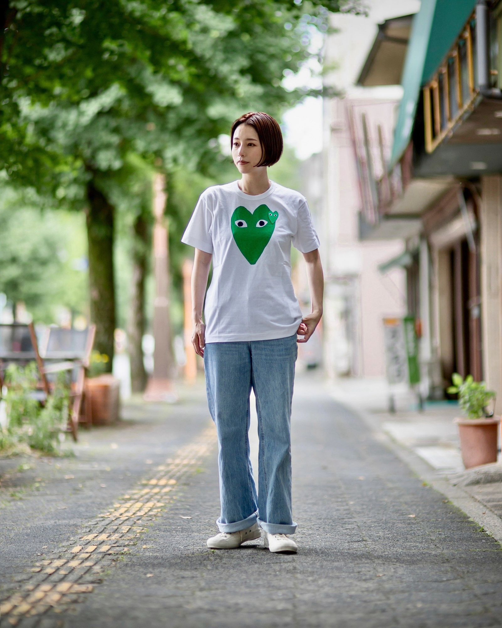 PLAY COMME des GARCONS - プレイコムデギャルソン グリーンハートTシャツ GREEN  HEART(WHITE)☆7月1日(月)発売！ | mark