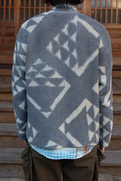 KHOKI Washi knit cardigan(22SS-K-03),Madras check shirt(22SS-B-03) style. 2022.02.21.