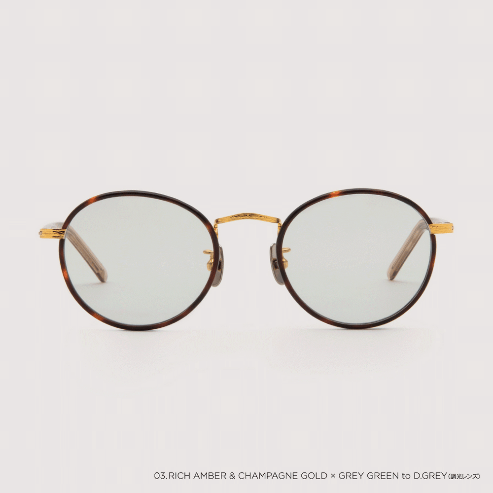 ノチノオプティカル KYOKUSUI NOCHINO-N5 #3 RICH AMBER & GOLD × GREY GREEN (調光モデル)