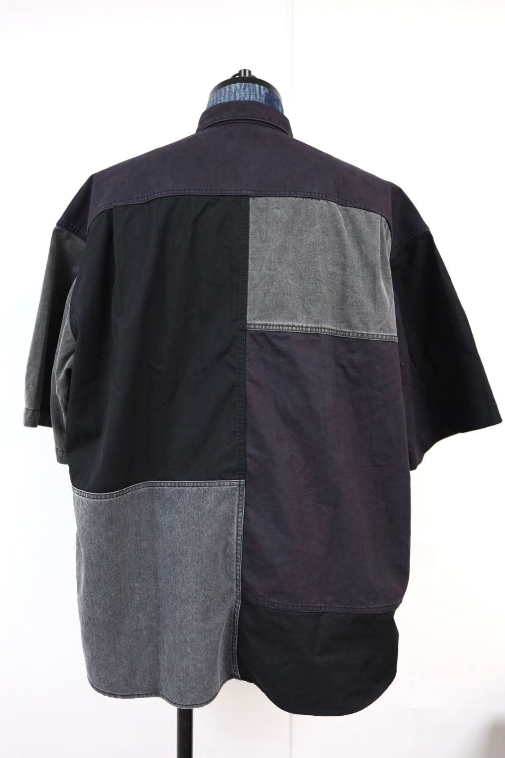 コムデギャルソンオム26SS 綿オックス×多素材MIXシャツ(HQ-B019-051)BLACK×GRAY☆4月3日(金)発売！