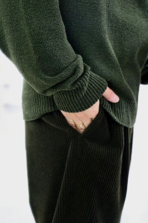 A.PRESSE 2026 STYLE1 Washed Silk Nep Henry Neck Sweater"OLIVE"スタイル