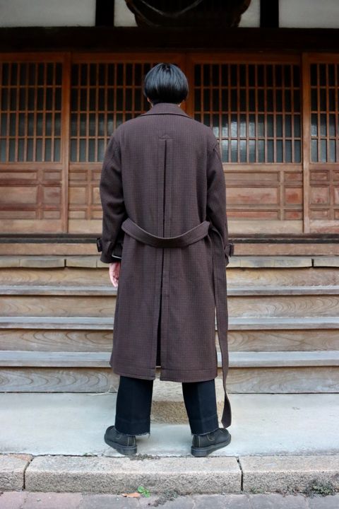 YOKE DOUBLE BREAST OVERCOAT"BROWN style"