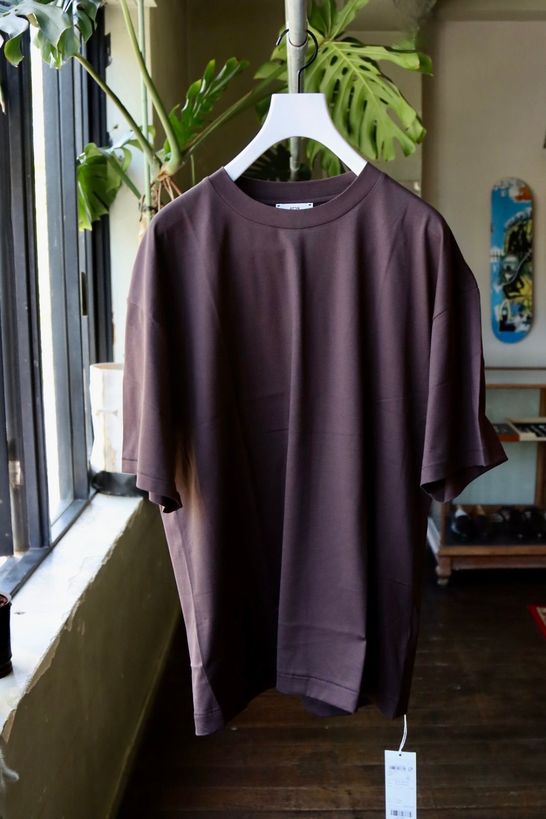 ATON エイトン23SS Tシャツ SUVIN 60/2 OVERSIZED S/S T-SHIRT(KKAGSM0015)BURGUNDY  mark