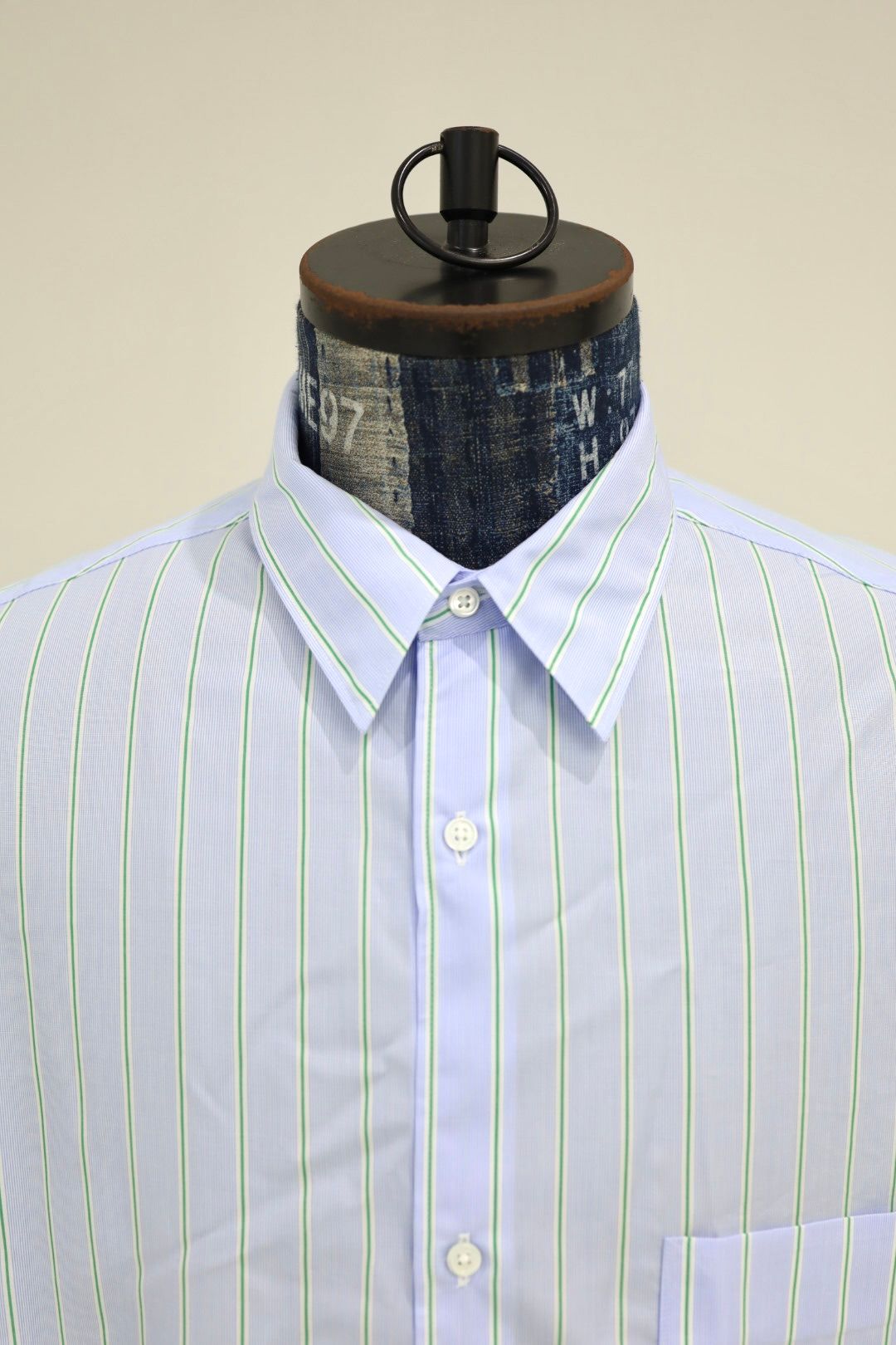 グラフペーパー SIDOGRAS S/S Oversized Regular Collar Shirt(GM262-50027)GREEN PIN STRIPE☆6月6日(土)発売！