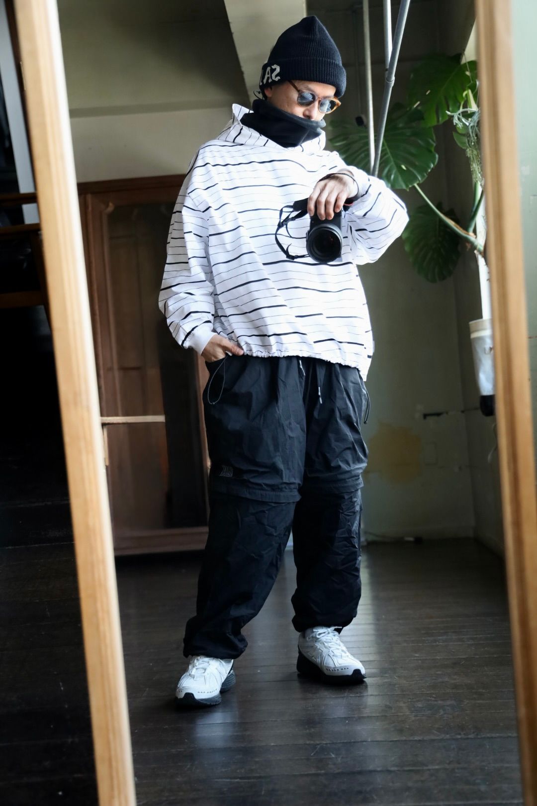 S.F.C 25SS HOODIE MIX SIDE STRIPE LS TEE"White-Black"スタイル