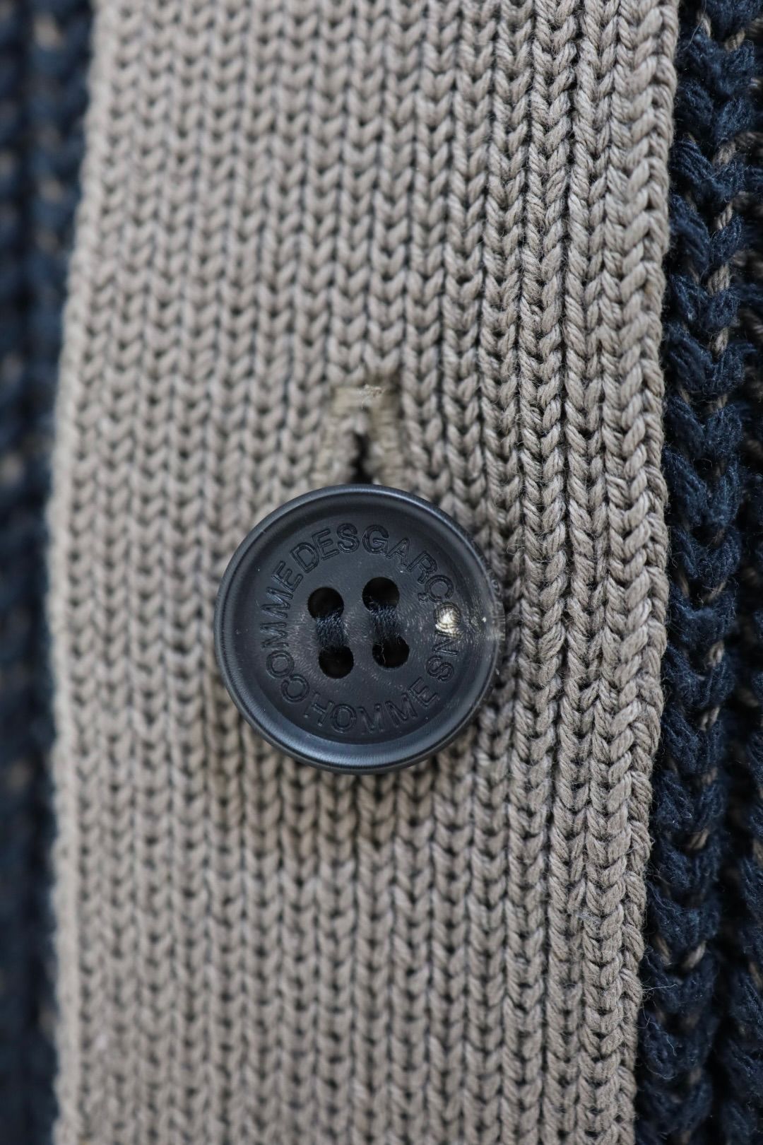 コムデギャルソンオム26SS シルク×綿片畦プレーティングカーディガン(HQ-N002-051)NAVY×BROWN☆2月6日(金)発売