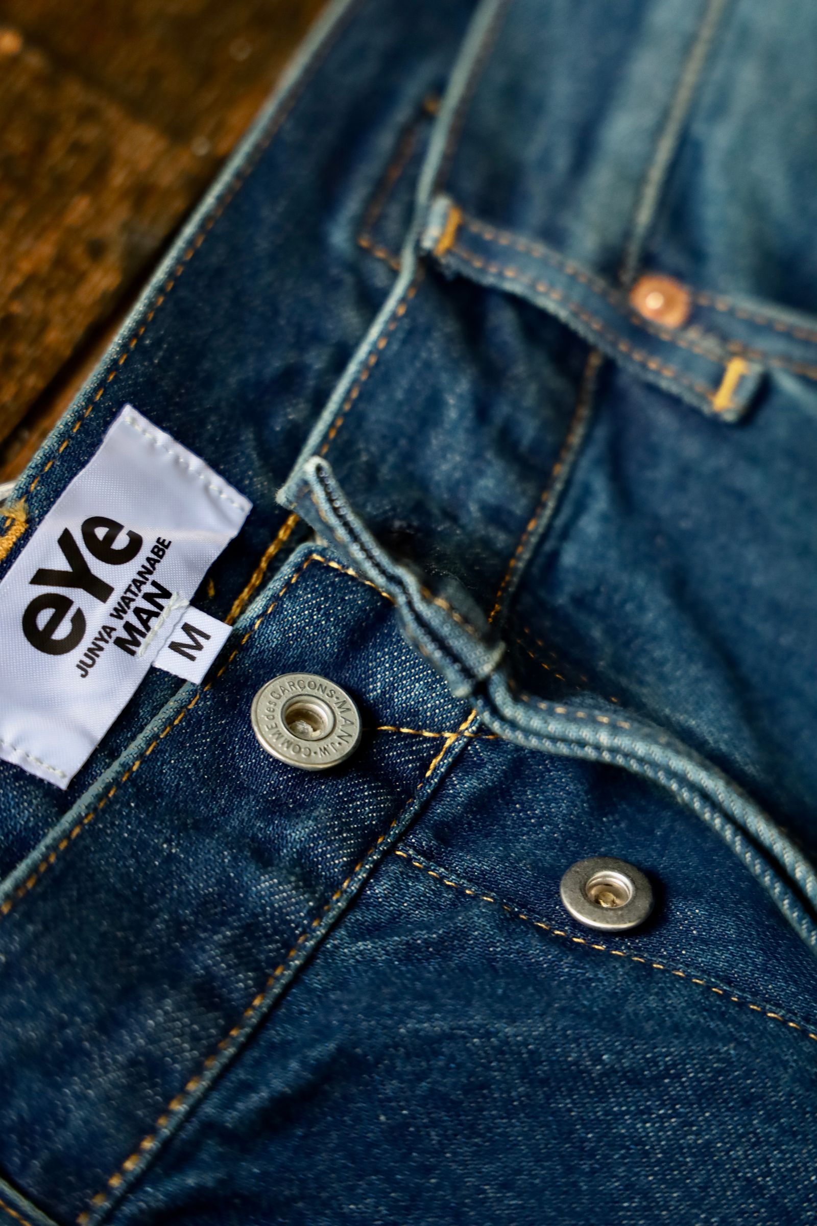 アイジュンヤワタナベマン 25SS AC/DCコラボレーションデニムパンツ(W0-P920-051)INDIGO×BEIGE
