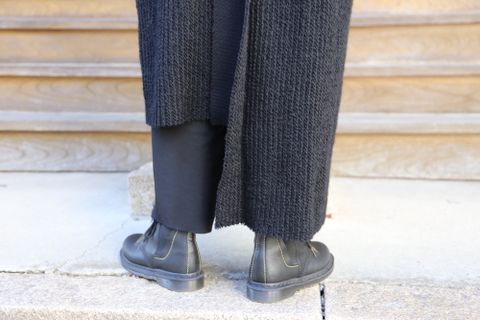 yohji yamamoto アンバランスファスナーロングニットカーディガン Style.2020.10.24.