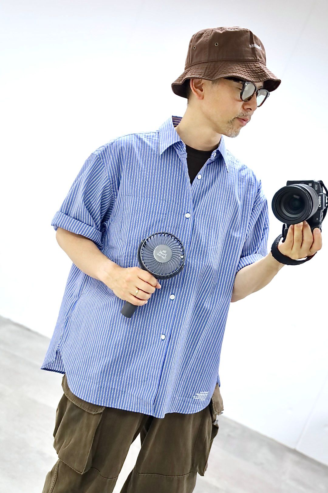 FreshService 26SS HRAFTeX® S/S STRIPE SHIRT"BLUE STRIPE"スタイル