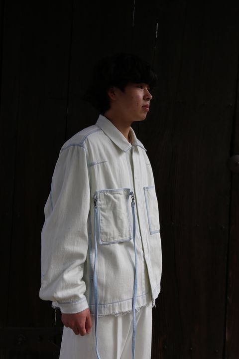 YOKE DETACHABLE POCKET DENIM JACKET&CUT-OFF WIDE-LEGGED DENIM TROUSERS style. 2021.03.27.