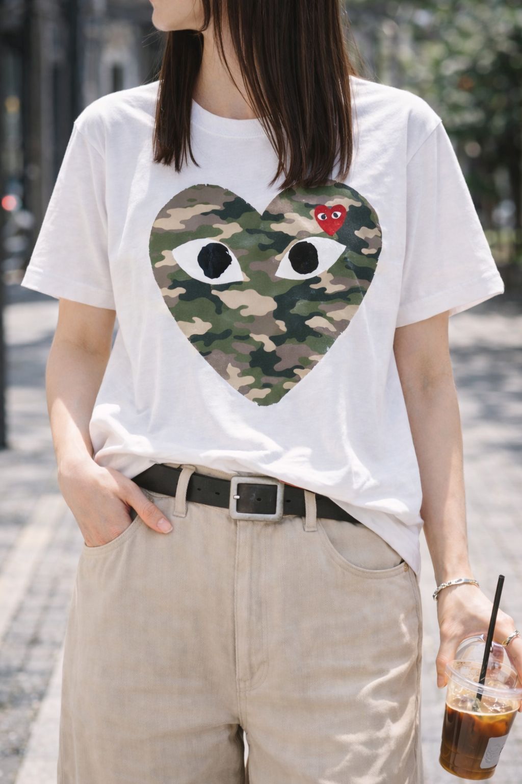 プレイコムデギャルソン カモ柄ハートTシャツ☆11月1日(土)再入荷！