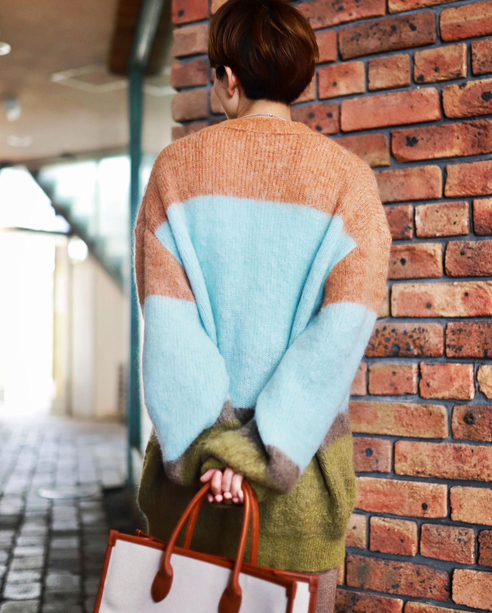 ヨーク23AW MOHAIR BORDER CARDIGAN(YK23FW0571S)PINK