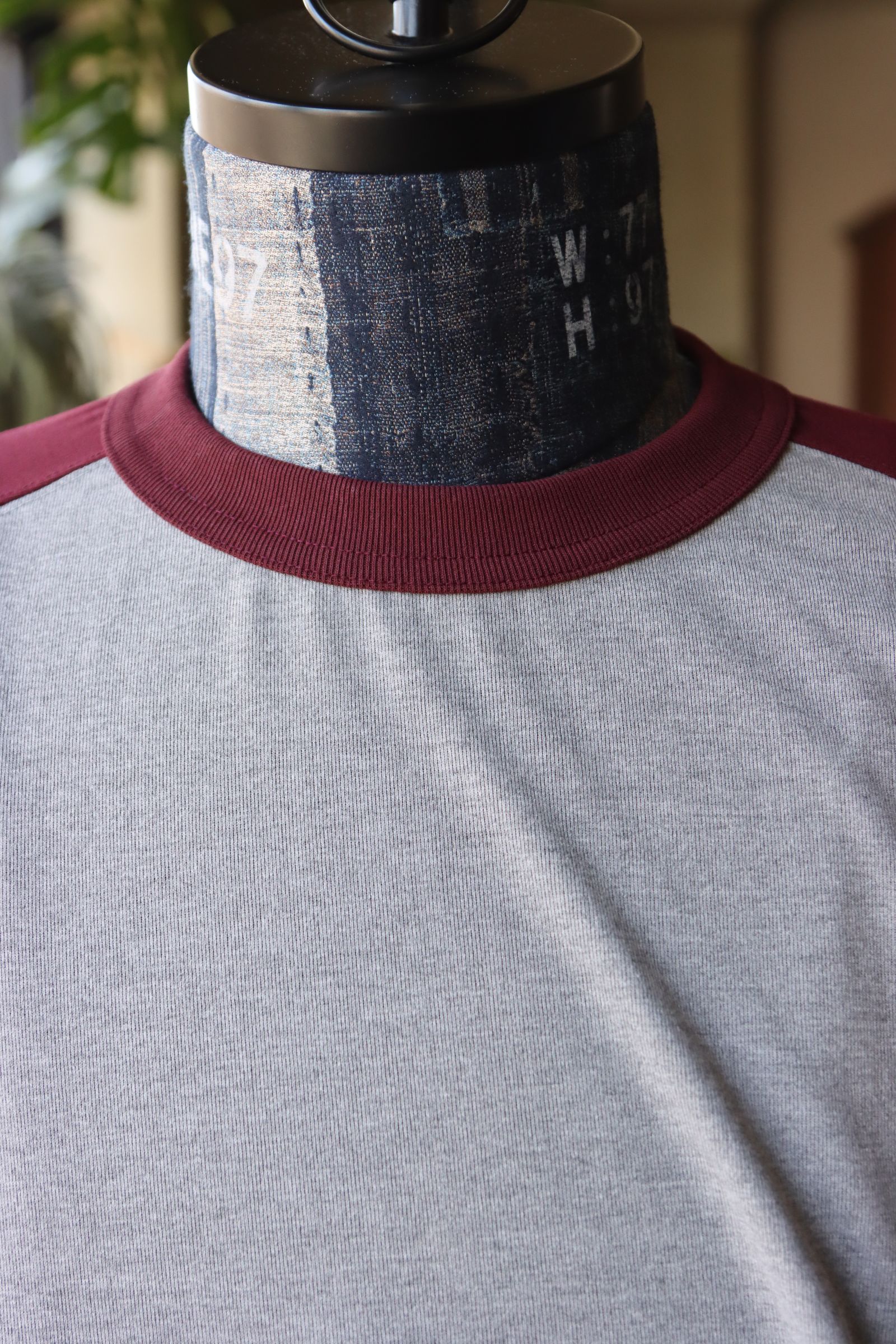 S.F.C 24SS エスエフシー RAGLAN BASEBALL TEE(SFCSS24CS12)Grey/Burgundy