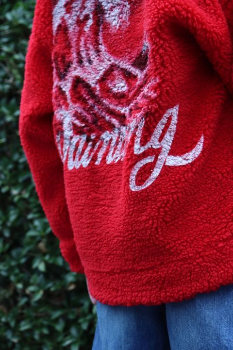 doublet HAND-PAINTED RECYCLE FUR JACKET"RED style"