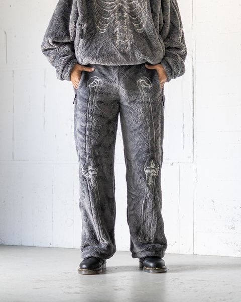 doublet 25AW GLOW-IN-THE-DARK SKELTON FLEECE PANTS (25AW32PT329) GREY