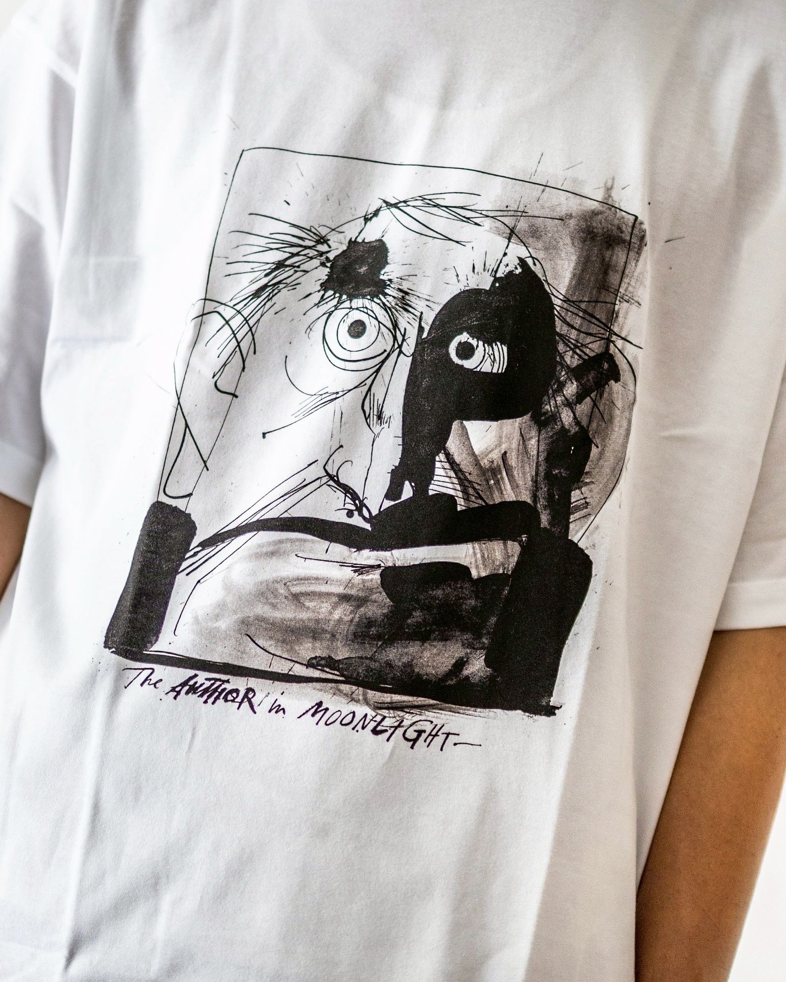 コムデギャルソンオム25FW ラルフ・イドリス・ステッドマンTシャツ②(HP-T009-051)WHITE×BLACK②