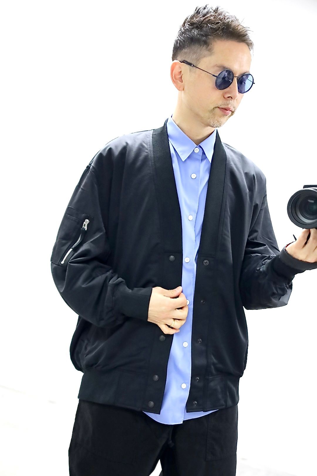 COMME des GARCONS HOMME 26SS 綿ナイロン裏毛ジャージカーディガンスタイル