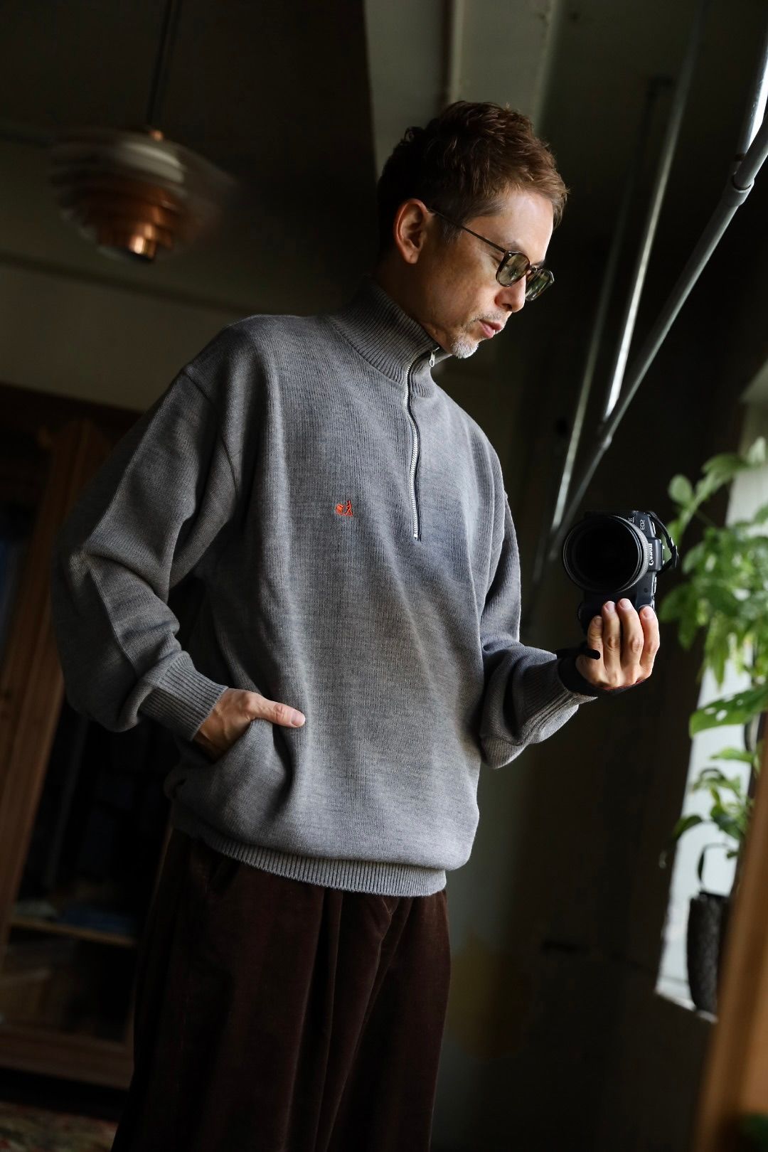 FreshService 26AW THERMAL JERSEY HARF ZIP KNIT"GRAY"スタイル