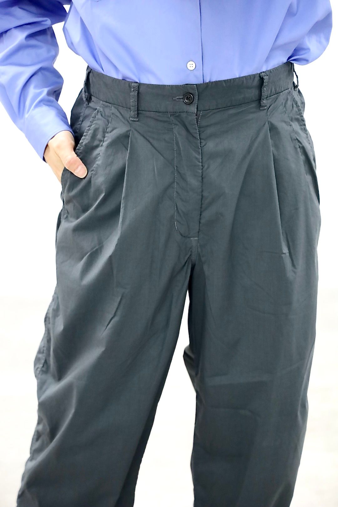 グラフペーパー 26SS Garment Dyed Typewriter Oversized Slacks(GM261-40102B)C.GRAY