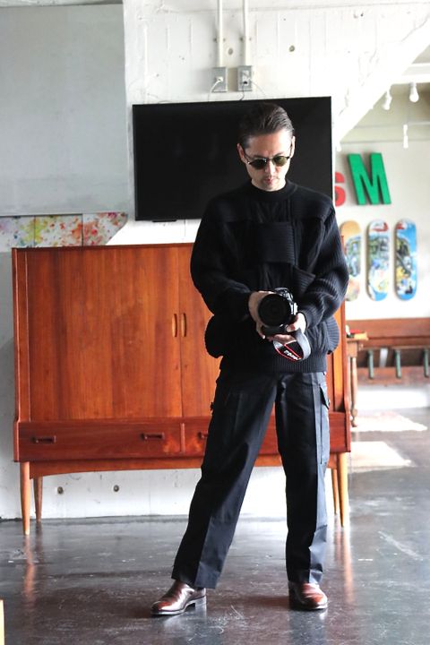 YOKE CROSSING CABLE CREW NECK KNIT"BLACK"style.2021.10.13.