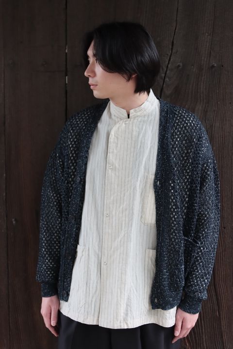 YOKE MESHED KNIT CARDIGAN(YK22SS0345S) style.2022.2.20
