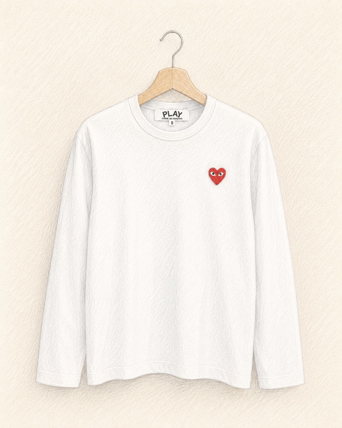 PLAYプレイコムデギャルソン ワンポイントロングスリーブTシャツ(WHITE×REDHEART)☆新作発売！