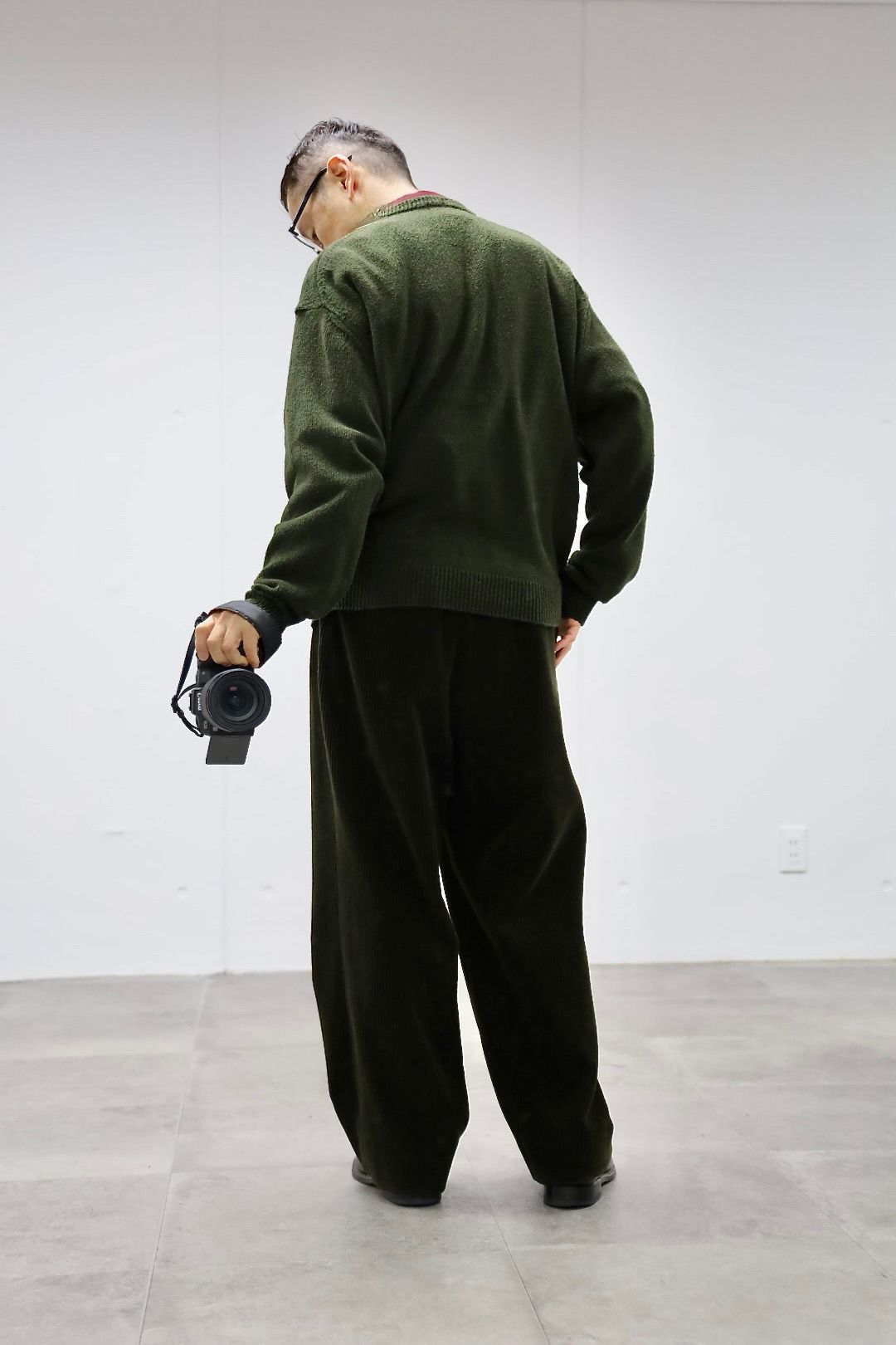A.PRESSE 2026 STYLE1 Washed Silk Nep Henry Neck Sweater"OLIVE"スタイル