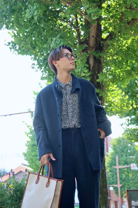 A.PRESSE 23AW Tweed Hunting Jacket"NAVY"スタイル