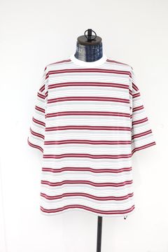 is-ness 26SS Border Balloon T-Shirt(26SS_48_1008SST01-B)WHITE x WINE☆新作発売！