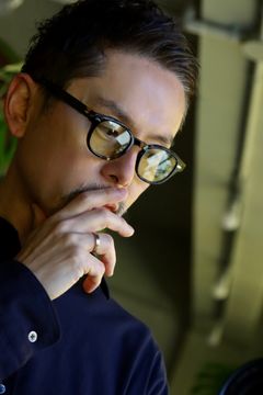 Graphpaper Cotton Cashmere L/S Oversized Regular Collar Shirt"NAVY"スタイル
