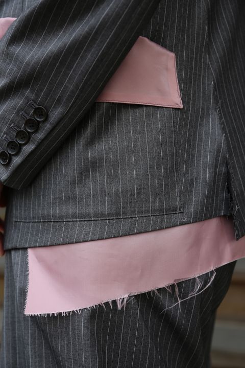 sulvam 2021SS 新作 Cut off short jacket&Bias wide pants style.2020.12.19.