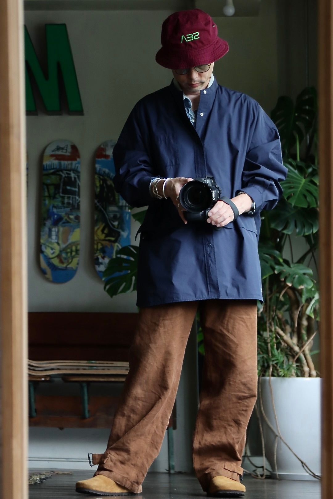 フレッシュサービス 22SS CARGO POCKET UTILITY SHIRT "NAVY"スタイル.2022.6.7.