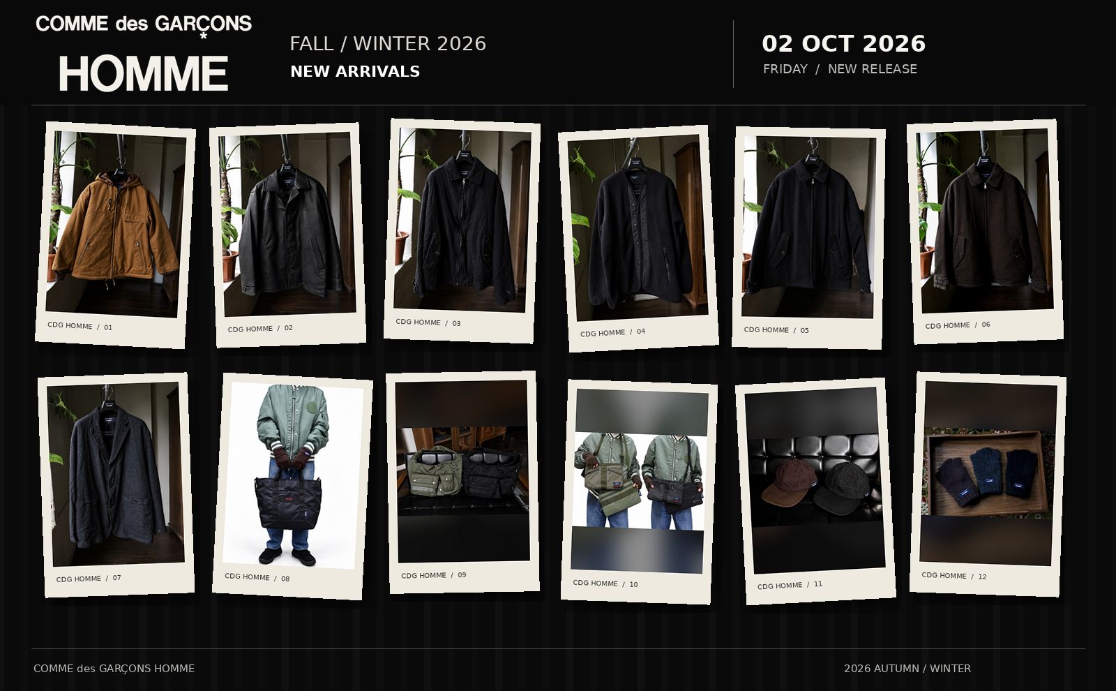 COMME des GARCONS HOMME 2026FW☆10月2日(金)新作発売！