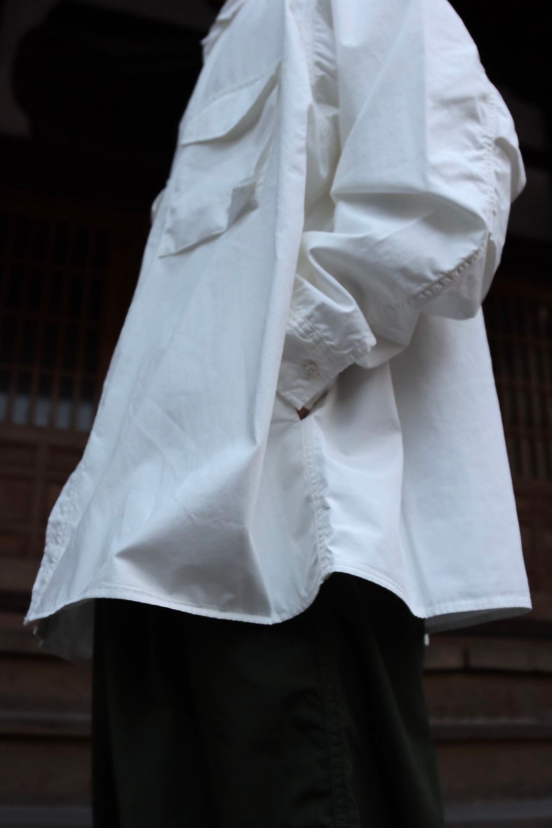 Graphpaper 22SS Garment Dyed Poplin Fatigue Shirt"WHITE"style.2022.2.5.