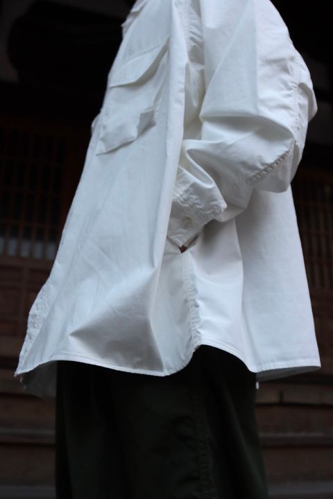 Graphpaper 22SS Garment Dyed Poplin Fatigue Shirt"WHITE"style.2022.2.5.