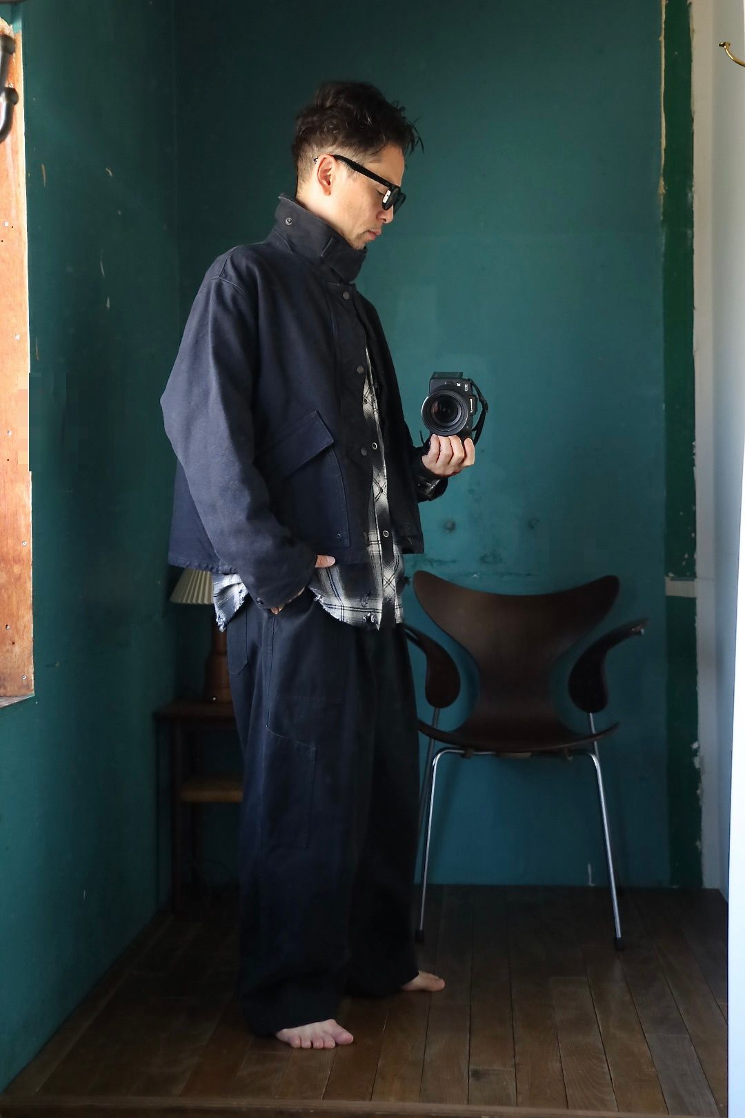A.PRESSE 2025 STYLE2 Vintage Silk Hemp Hunting Jacket
