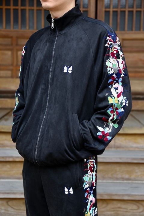 doublet CHAOS EMBROIDERY SUEDE TRACK JACKET"BLACK"style.2020.8.8.