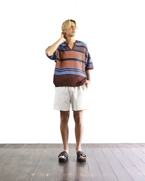 ヨーク 24SS BORDER MESH KNIT SKIPPER POLO SHIRT style 2024.5.24