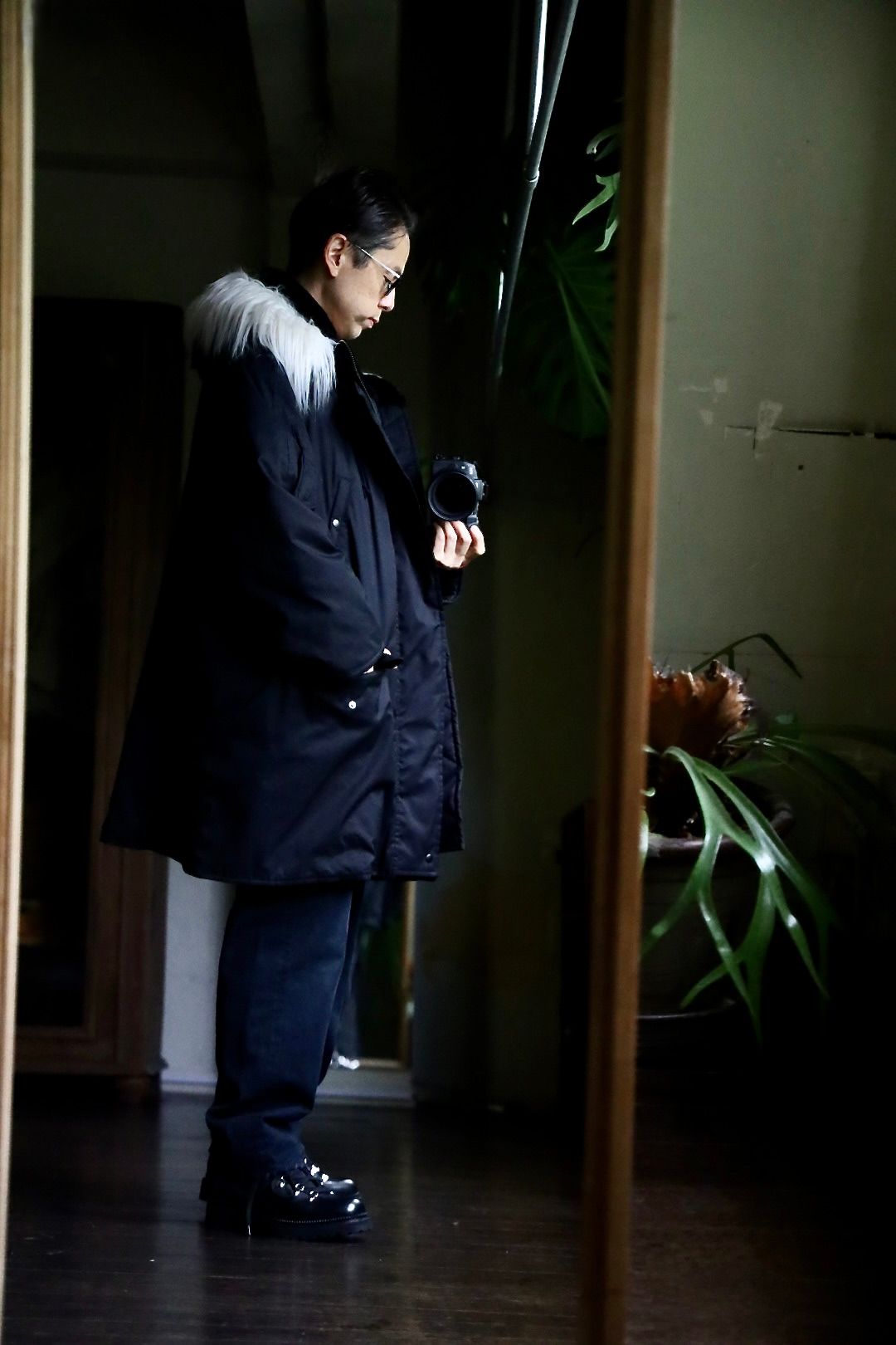 グラフペーパー24AW Solotex Twill Flight Coat(GU243-10297B)BLACK