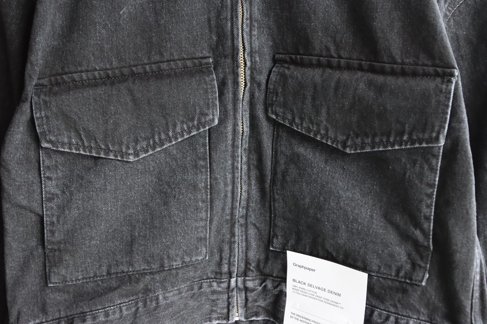 Graphpaper 25AW Women's Selvage Denim Zip Jacket(GL253-20057DB)BLACK_DARK FADE
