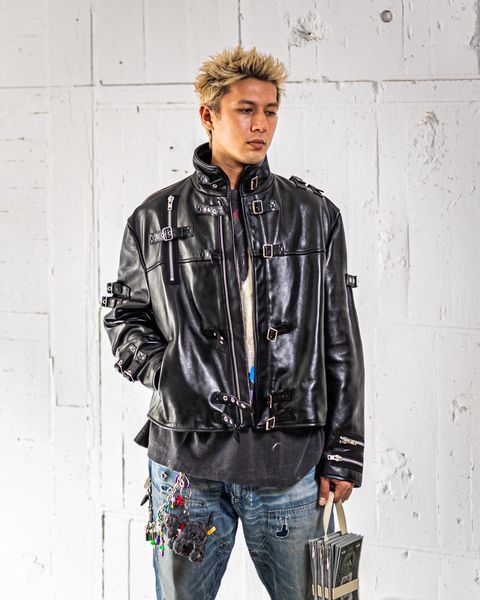 doublet BUCKLE OVERLOAD LEATHER JACKET ミックススタイル