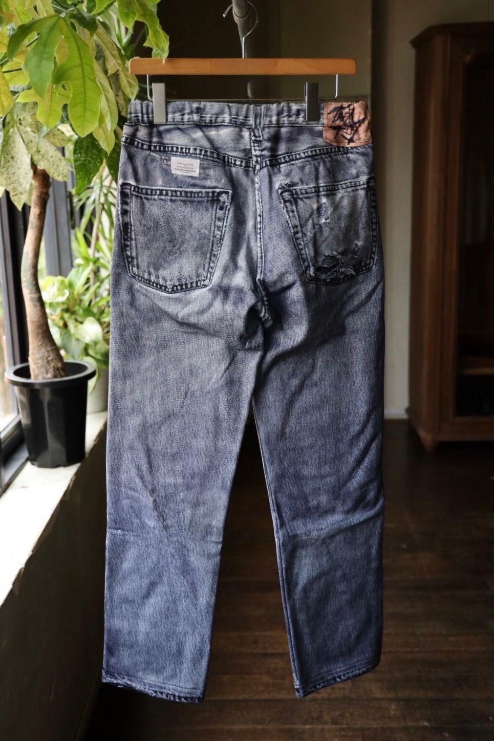 トーキングアバウト ジ アブストラクション 25AW DENIM PRINT FLEECE LINING STRIGHT PT(2526AW-PT-001F)BLACK☆新作発売！