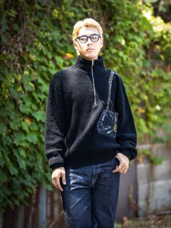 doublet TROMPE L’OEIL EMBROIDERY HALF ZIP KNIT  MARKスタイル