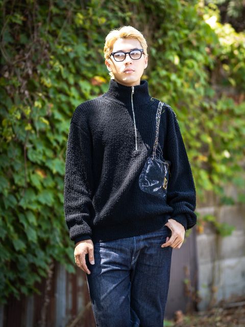 doublet ダブレット26AW TROMPE L’OEIL EMBROIDERY HALF ZIP KNIT (26AW56KN229)BLACK☆8月15日(土)発売！