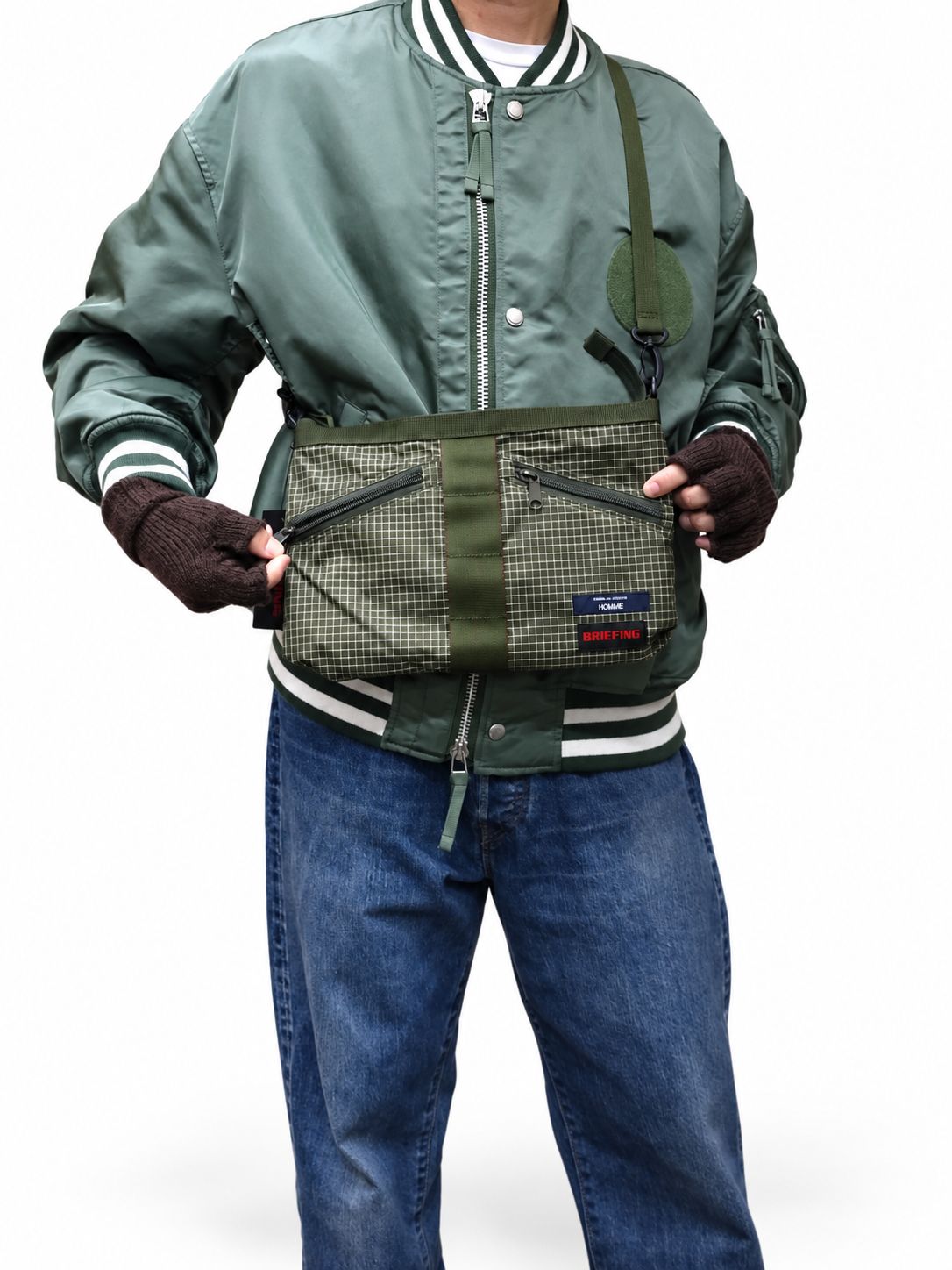 コムデギャルソンオム バッグ BRIEFING W-NAME REVERSIBLE SACOCHE(HR-K209-051)KHAKI×KHAKI☆10月2日(金)発売！