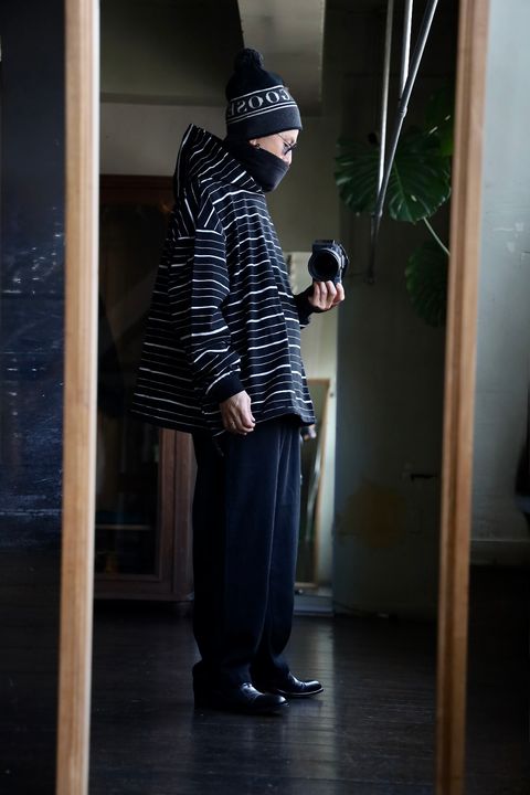 S.F.C 25SS HOODIE MIX SIDE STRIPE LS TEE"Black-White"スタイル