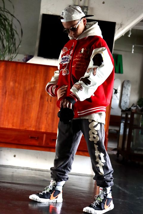 ©SAINT M×××××× ×DENIM TEARS「SAINT TEARS」STUDIUM JACKET (SM-S22-0000-058)RED.style